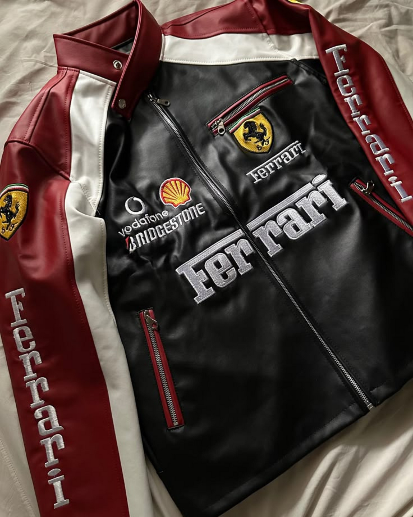 F1 FERRARI LEATHER UNISEX RACIING JACKET