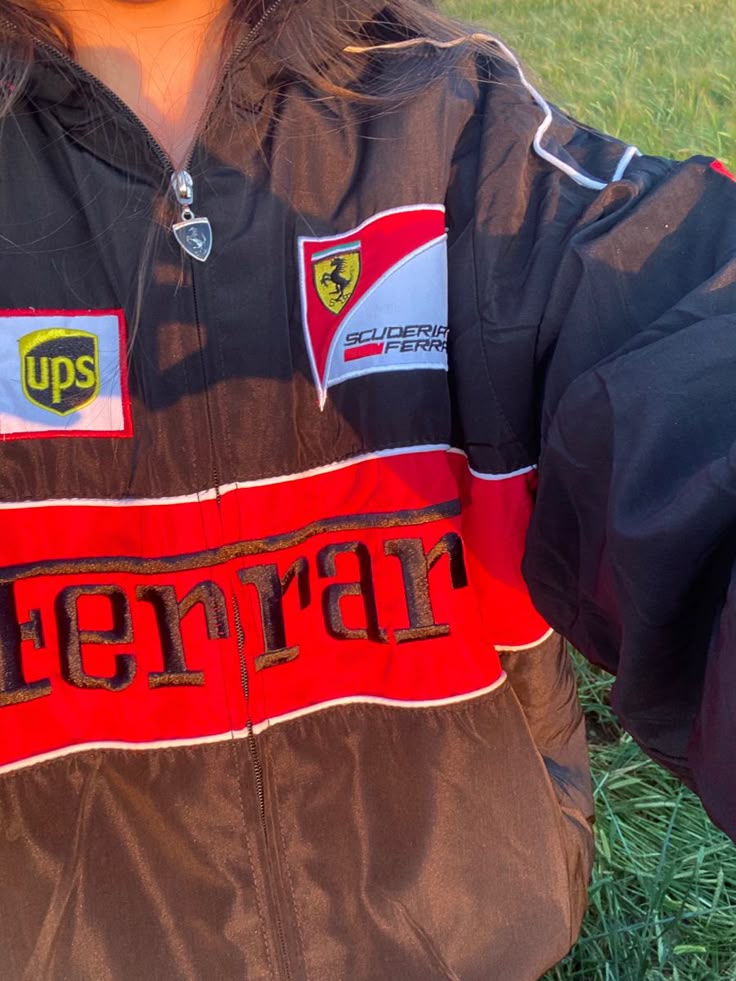F1 BLACK FERRARI PUFFER EMBROIDERY UNISEX RACING JACKET