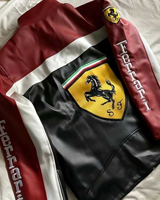 F1 FERRARI LEATHER UNISEX RACIING JACKET