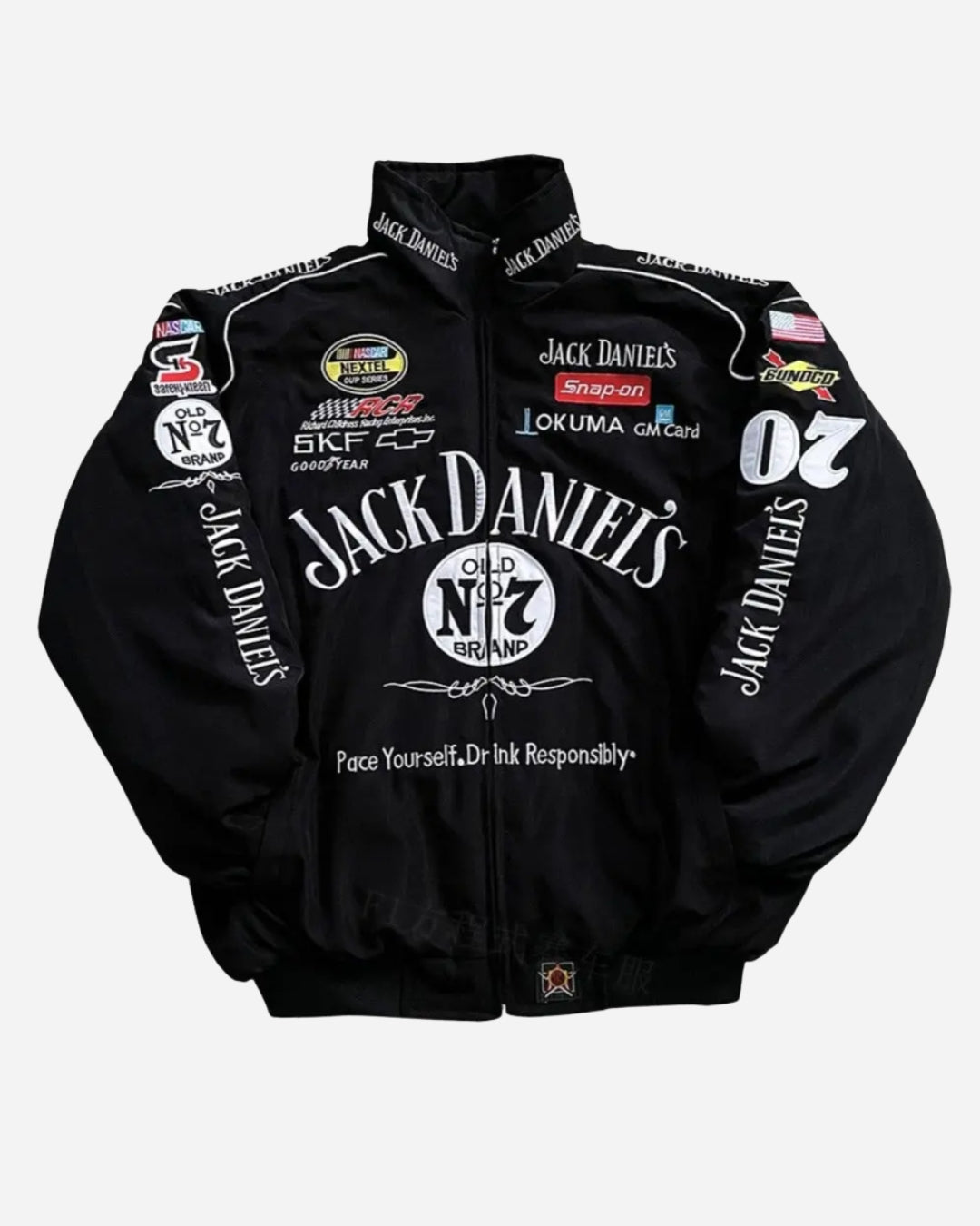 F1 JACK DANIEL PUFFER EMBROIDERY UNISEX RACING JACKET