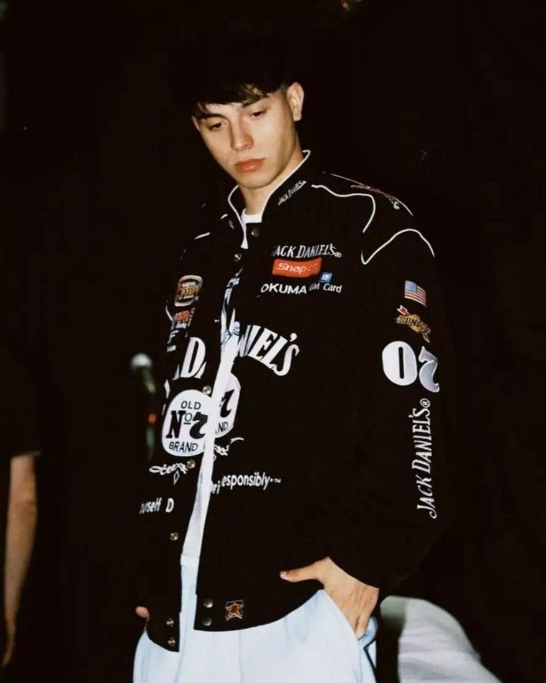 F1 JACK DANIEL PUFFER EMBROIDERY UNISEX RACING JACKET