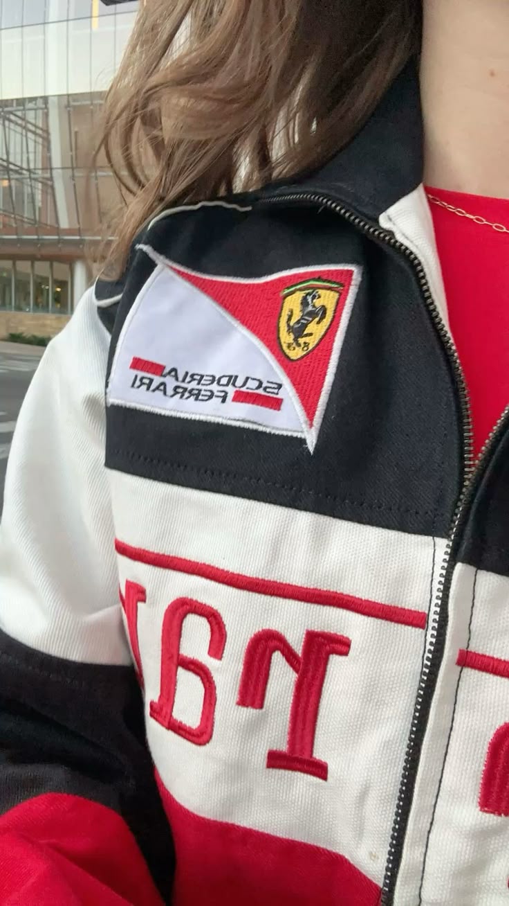 F1 TRIO FERRARI PUFFER EMBROIDERY UNISEX RACING JACKET