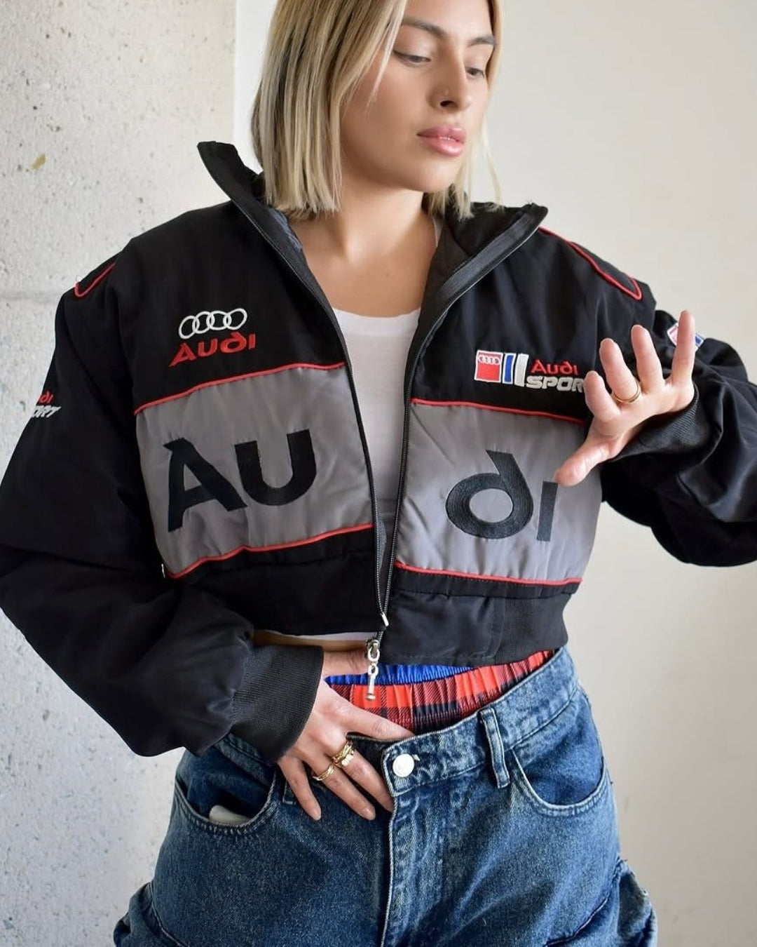 F1 AUDI PUFFER EMBROIDERY UNISEX RACING JACKET