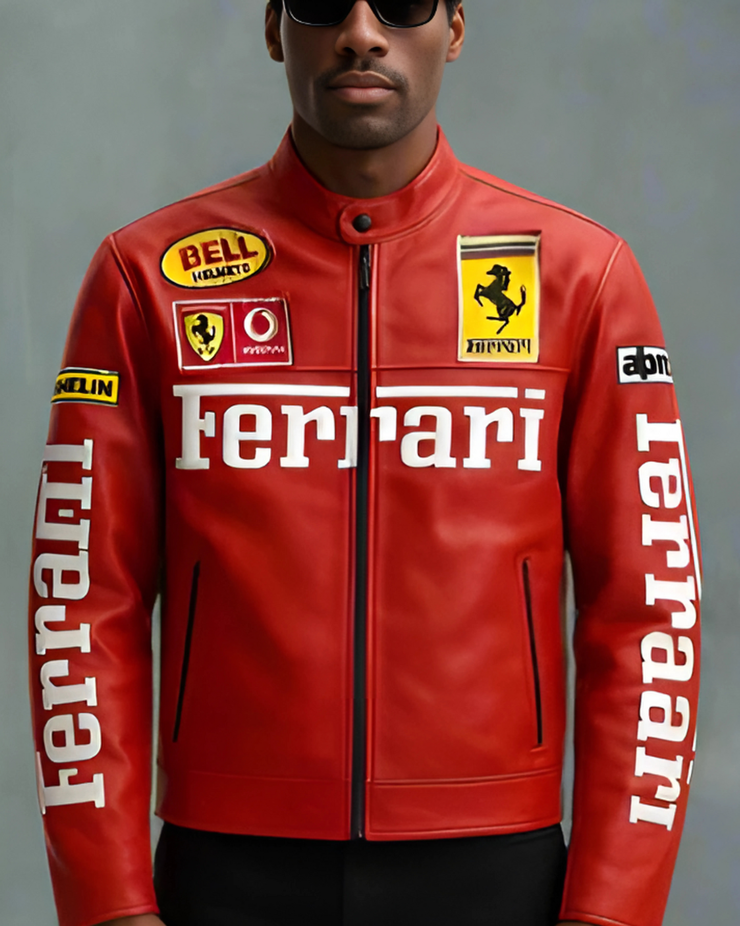 F1 RED FERRARI LEATHER UNISEX RACING JACKET