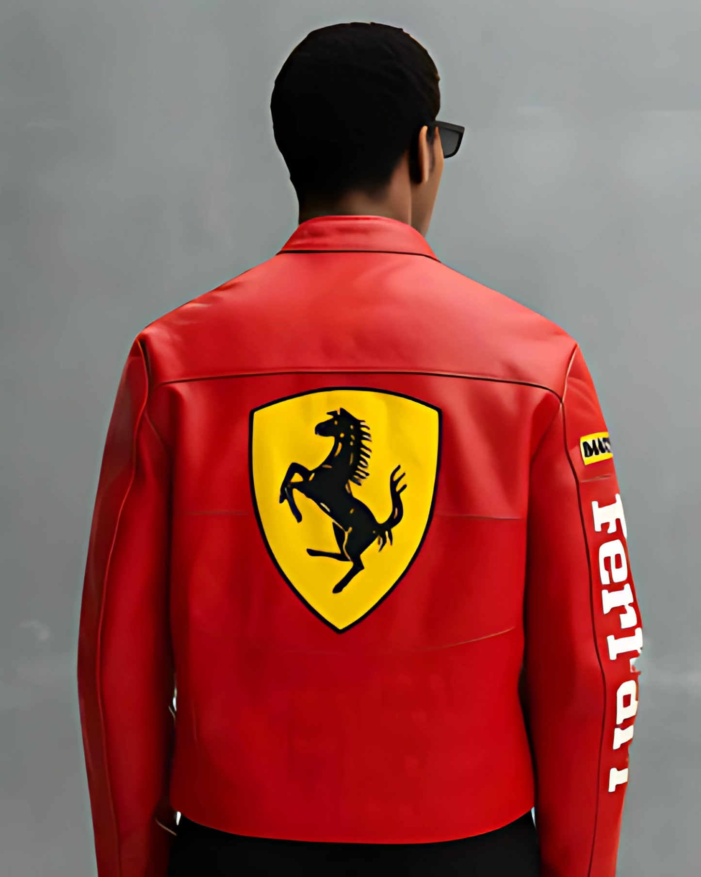 F1 RED FERRARI LEATHER UNISEX RACING JACKET