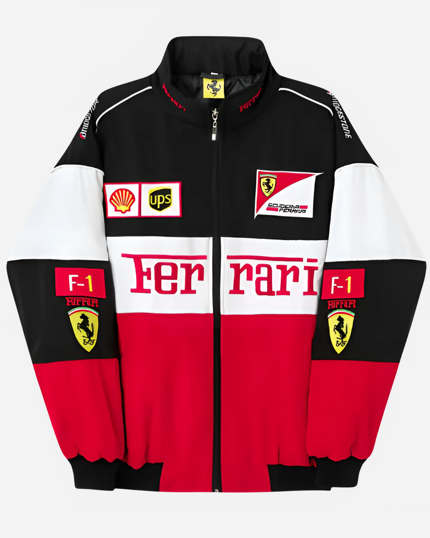 F1 TRIO FERRARI PUFFER EMBROIDERY UNISEX RACING JACKET