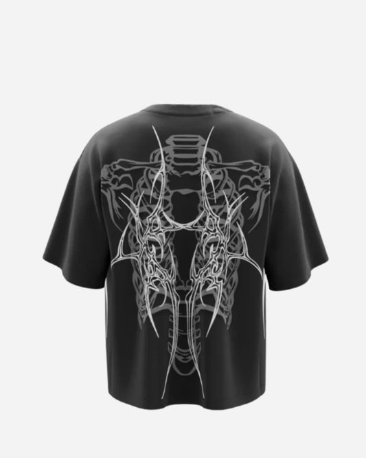 SINUTATION  CHARCOAL GREY BOXY OVERSIZED T-SHIRT