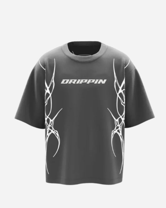 SINUTATION  CHARCOAL GREY BOXY OVERSIZED T-SHIRT