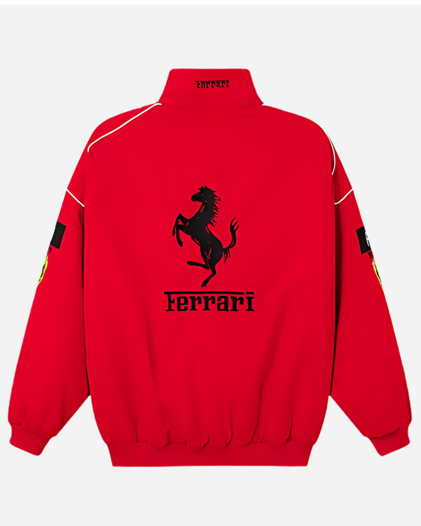 F1 RED FERRARI PUFFER EMBROIDERY UNISEX RACING JACKET