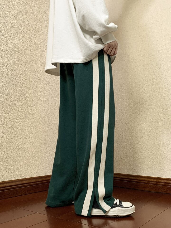 ASTHETIC MAT GREEN STRAIGHT BAGGY FIT UNISEX TRACKPANTS