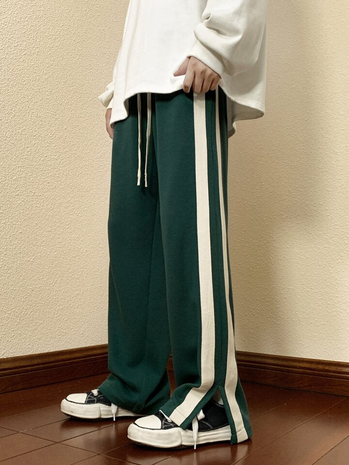 ASTHETIC MAT GREEN STRAIGHT BAGGY FIT UNISEX TRACKPANTS